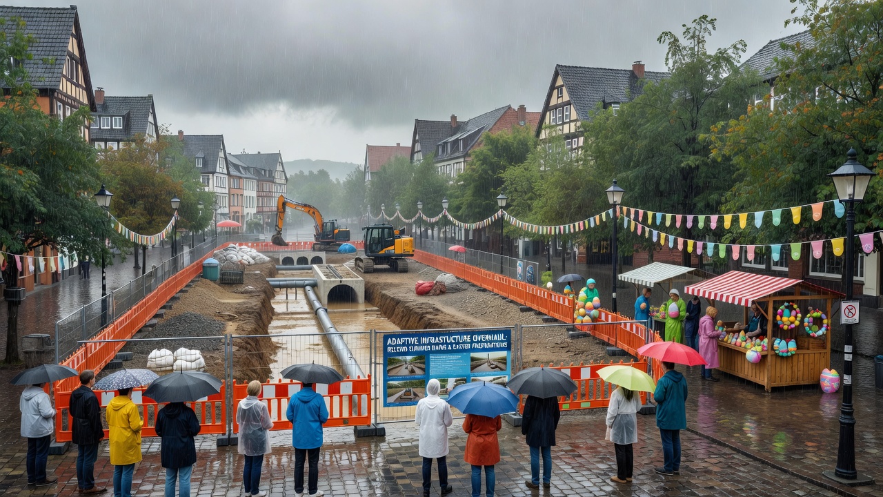 Eastern German cultural center hosting a reduced festival program with smaller stage setups and fewer performers due to budget constraints